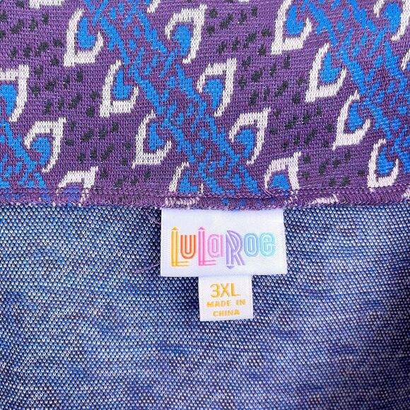 LuLaRoe Cassie Stretchy Pencil Skirt Purple Blue Striped Womens Plus Size 3XL - Picture 4 of 5